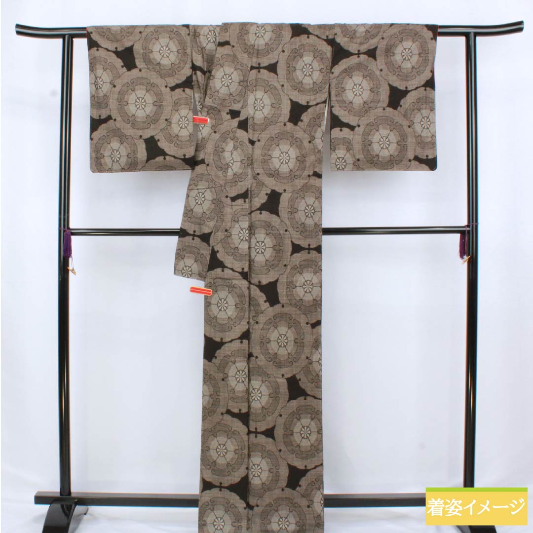 Genuine Oshima Tsumugi Silk, Grade A, Length 166cm, Sleeve Length 68cm, Chestnut Color, Single-Sided, 9-Mark, Lined, Brown, Product Number: 1116004183514