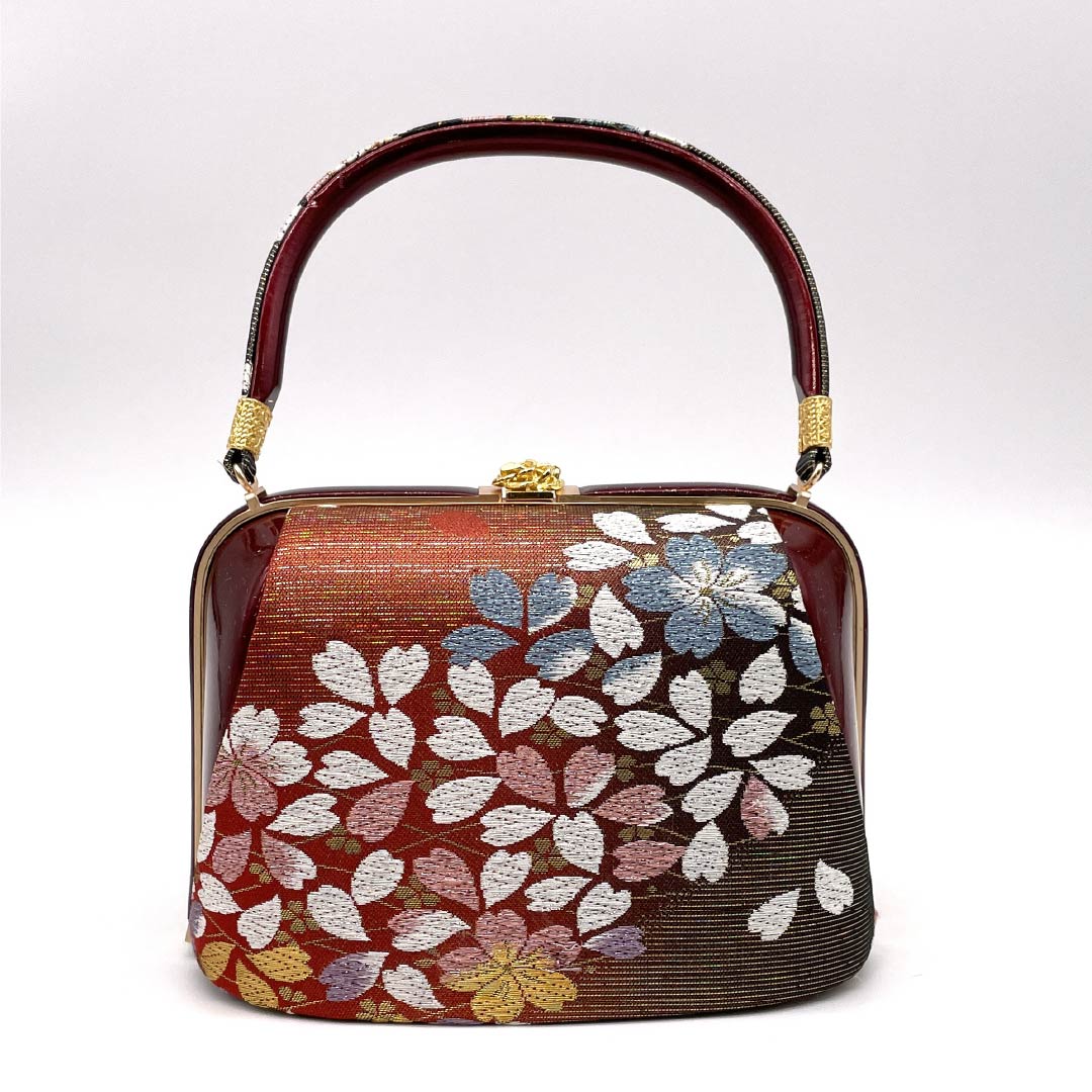 和装バック フォーマル 深紅色(しんくいろ) 振袖用 桜 古典柄 赤系 Aランク 113900049312