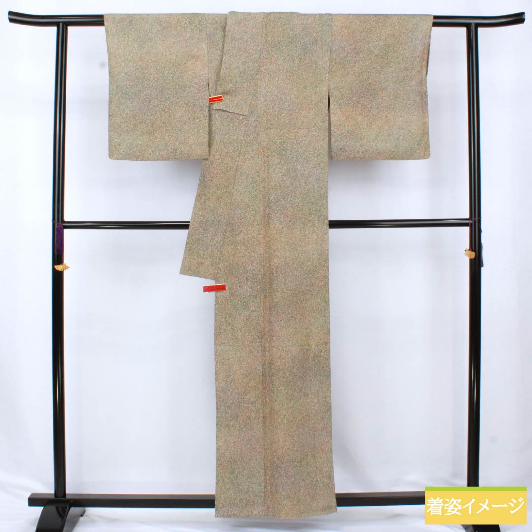 Komon (small pattern) kimono, pure silk, A rank, length 157.5cm, sleeve length 63cm, single-layer, sword and katabami pattern, single crest, tataki-dyed, gradient pattern, product number 1115006733399