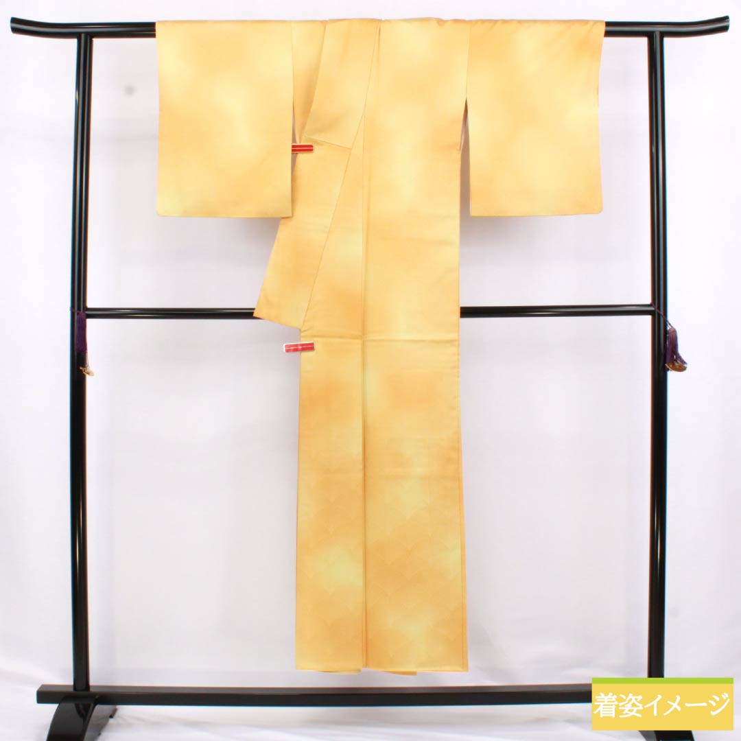 Solid Color Kimono (Polyester) A Rank, Length 148.5cm, Sleeve-to-shoulder 58.5cm, Corn Yellow, Light Khaki, Gradation Dyeing, Pine Needle Pattern, Lined, Orange System, 1114002303126