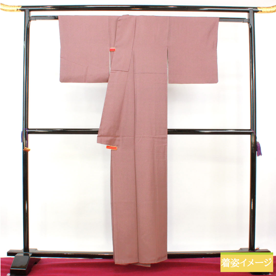 小紋 正絹 身丈158.5cm 裄丈63cm 袷 積紅色(せきこういろ) 江戸小紋 万筋 Sランク 紫系 1115004252320