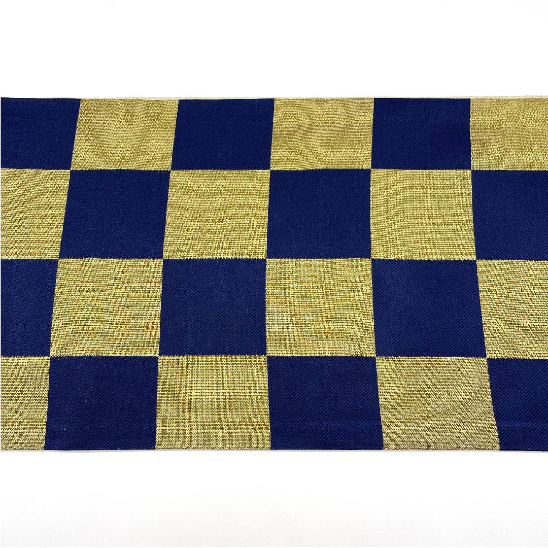 Gold-colored Fukuro Obi for Furisode, Checkered, Length 448cm, Pure Silk, S-Rank, Six-way, Formal, Gold-based, 1123006302321