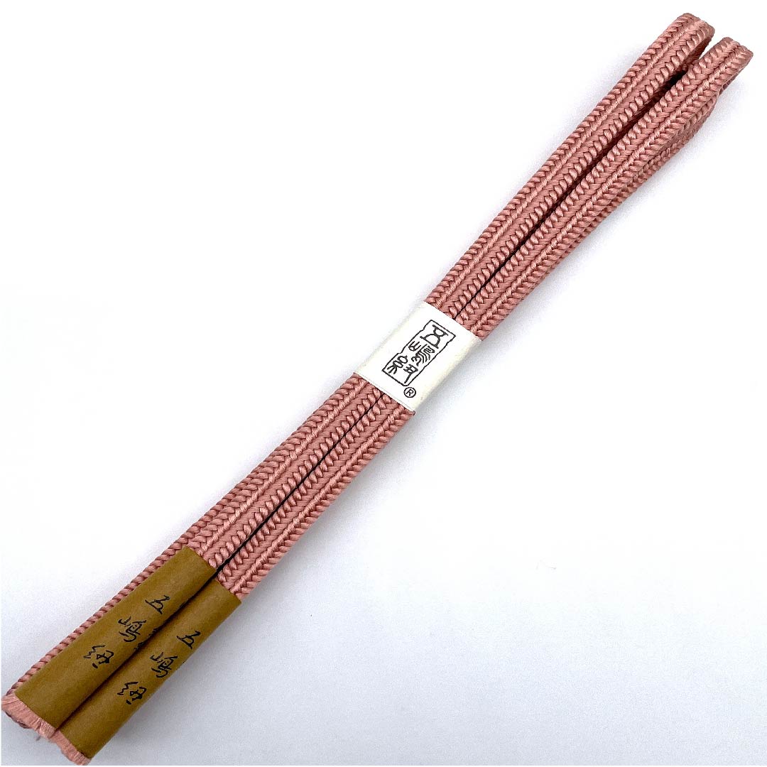 (新古品) 帯締め 正絹 四分紐 薄紅梅色(うすこうばいいろ) 五嶋紐 冠(ゆるぎ) 江戸組紐 長さ約162cm 幅約1cm カジュアル Sランク ピンク系 1135000352913