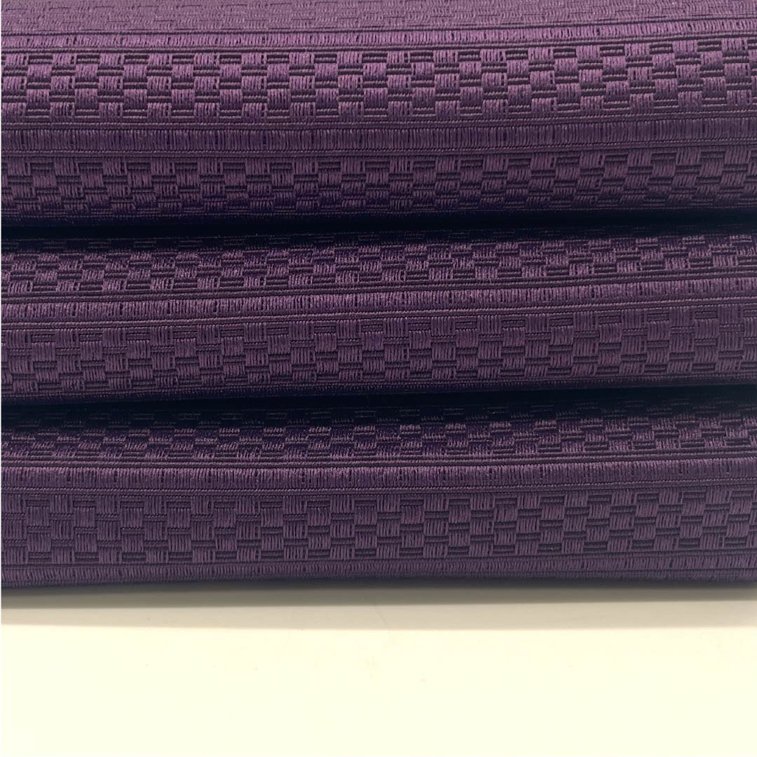 Polyester S-Rank Obi, Nasukon (Eggplant Navy Blue) with Horizontal Stripes, Kosugi Orimono, Length 408cm, Width 11cm, Purple, Item Number 1134000512920
