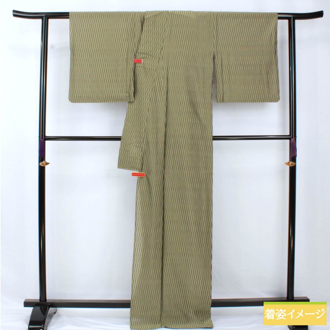 Summer pure silk tsumugi Length 172cm Sleeve length 67cm Dark gray Seki silk fabric Satsuma openwork Honba striped Oshima gauze A rank Green 1132001983619