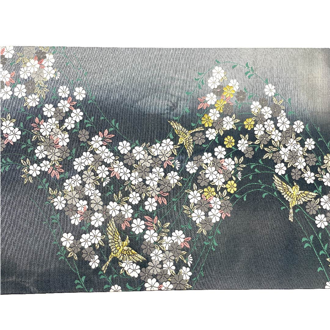 Fukuro Obi (Bag) in Noshime-iro (colored wrapping paper) with cherry blossoms, cranes and flowing water, obi length 430cm, pure silk, A rank, six-way, formal, gray, 1123002923322