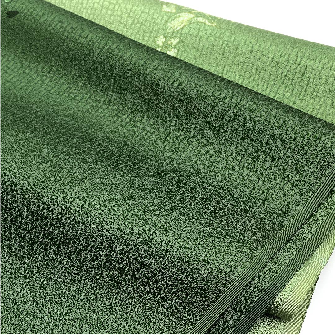 (New old stock) Obiage, pure silk, formal, Oribe color, rose, new old stock, length 178cm, width 29.5cm, S rank, green, 1136000092919