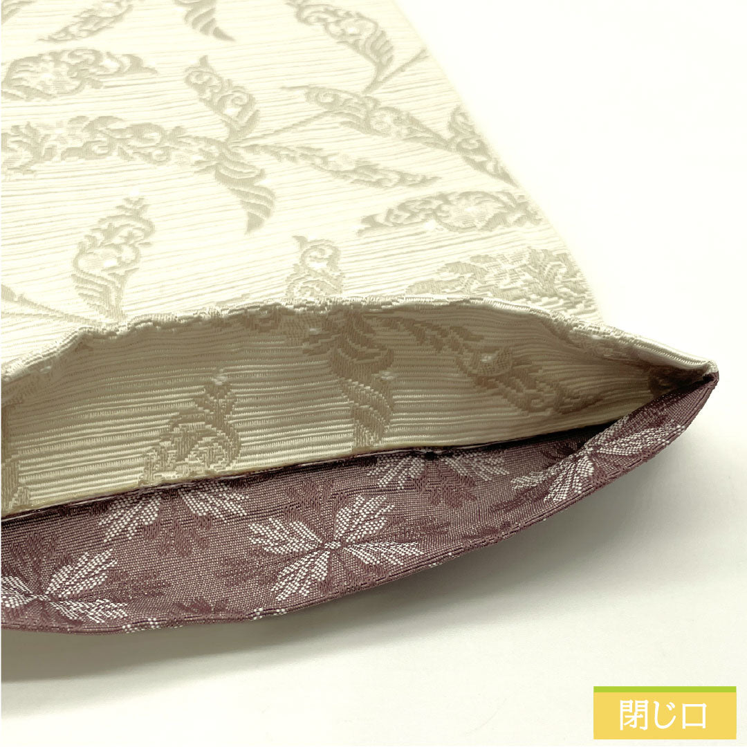 (New) Reversible Half-Width Obi, Polyester, New Rank, Pearl White, Reddish-Gray, Abstract Floral Pattern, Hishibana Style, Obi Length 400cm, Gray Tone, 1125002391422