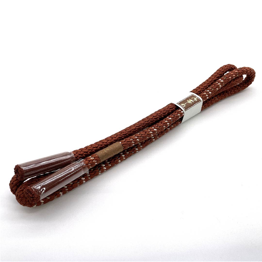 (New old stock) Obijime (sash fastener) Pure silk, quarter string, shrimp brown, round hook, new old stock, length approx. 159cm, width approx. 1.2cm, casual, S rank, brown, 1135002202314