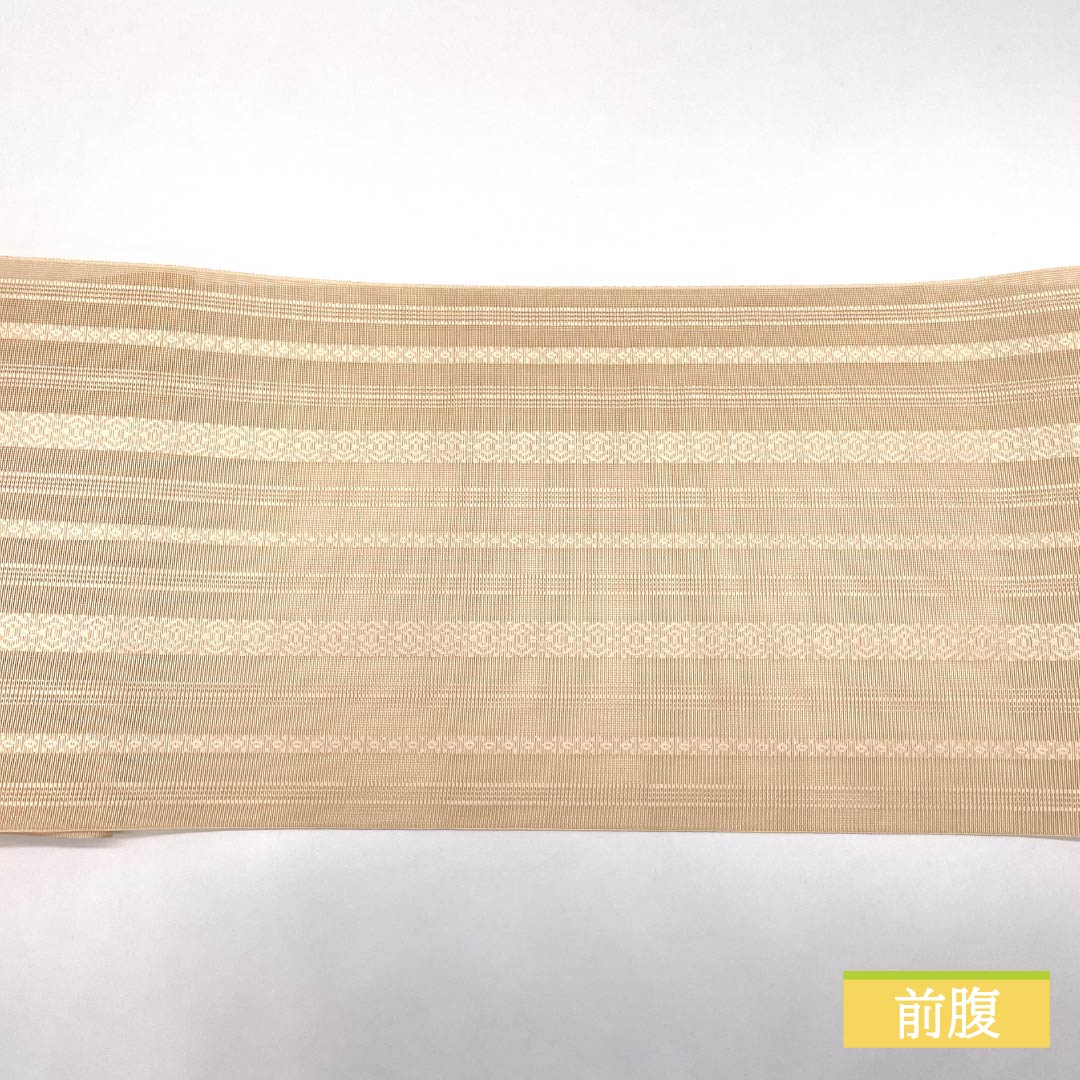 Nagoya Obi, Light-Colored (Usunikuro), Summer Obi, Hakata-ori, Kenjo Pattern, 359cm Long, Pure Silk, S-Rank, Full Length, Casual, Cream-Colored, 1124008652315, Pine Needle Pattern