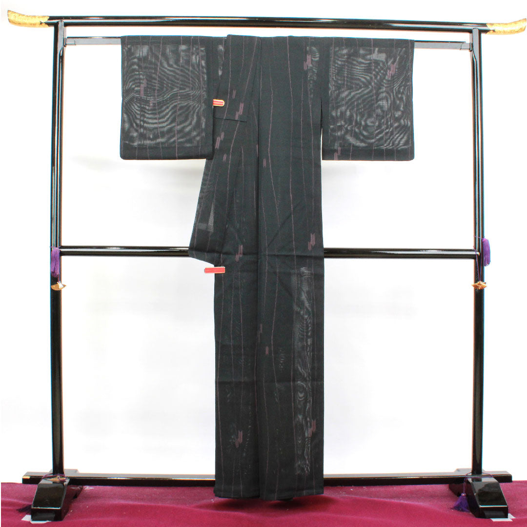 Summer item, pure silk, small pattern, length 159cm, sleeve length 63cm, arrow feather pattern, silk, A rank, black, 1132000503310