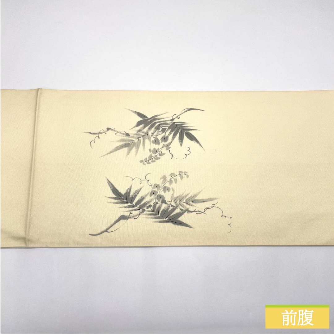 袋帯 正絹 薄卵色(うすたまごいろ) 染め帯 作家物 草花模様 帯丈424cm Sランク ポイント柄 セミフォーマル クリーム系 1123014882315