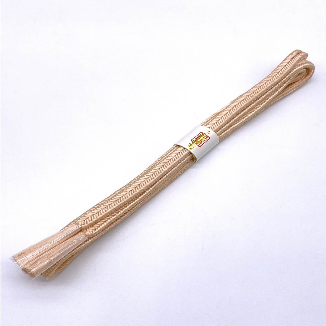 (新古品) 帯締め 正絹 薄肉色(うすにくいろ) 冠組 新古品 長さ約163cm 幅約1cm セミフォーマル Aランク 橙系 1135003633326