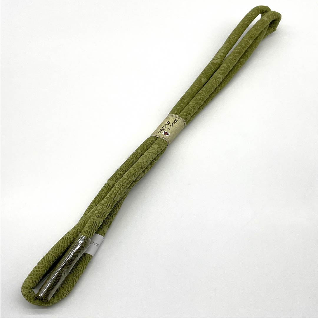 (新古品) 帯締め 正絹 NEWランク 呉竹鼠色(くれたけねずいろ) 丸ぐけ 輪奈ビロード 長さ約172cm 幅約1cm カジュアル 緑系 1135004661419