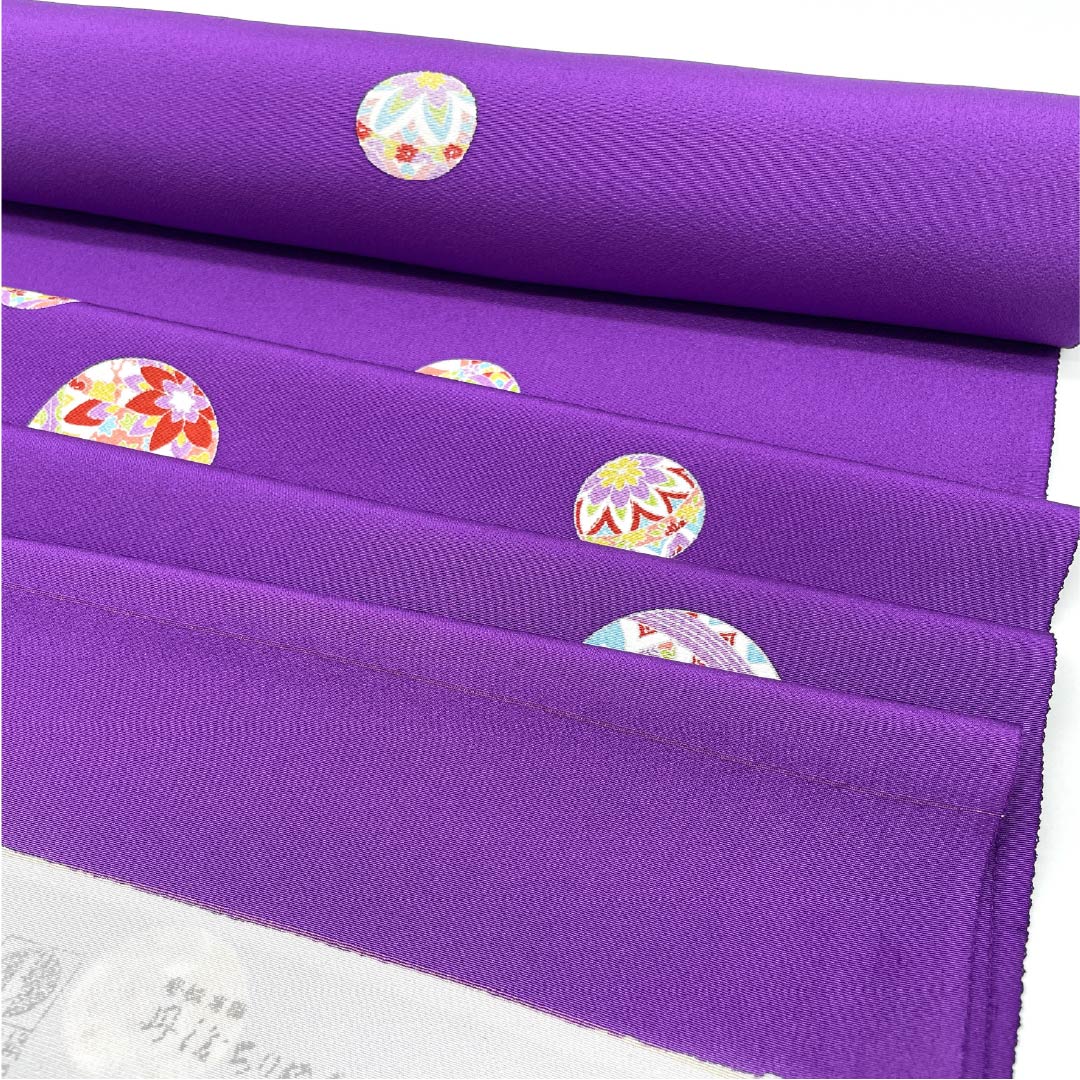 Fabric Komon Pure Silk Purple Tango Chirimen Ball Classic Pattern New Rank Purple 1130001071920
