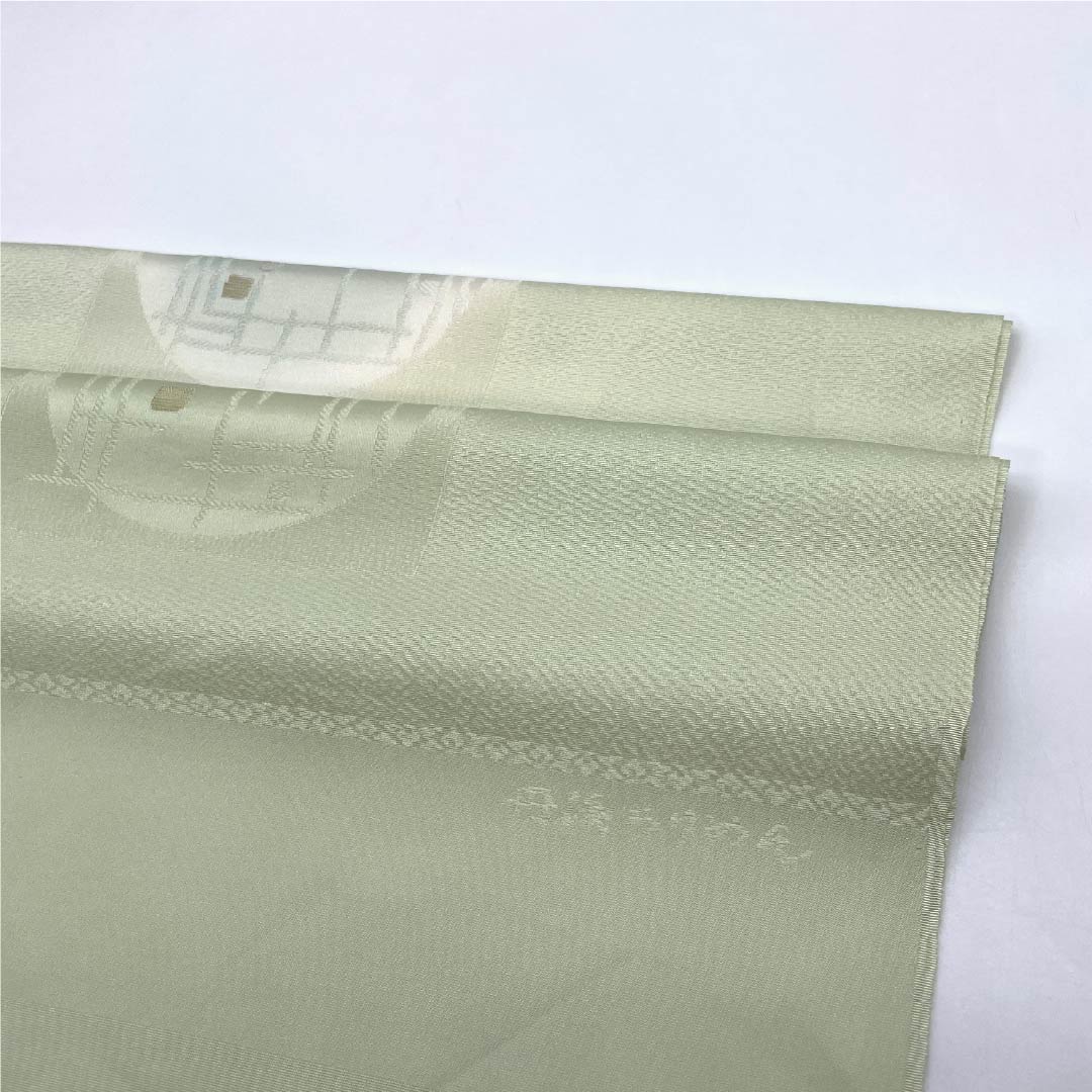Obiage Silk S-rank Semi-formal Light Willow Green TANGO CHIRIMEN Abstract Pattern Length approx. 176cm Width approx. 30cm Green 1136002852919