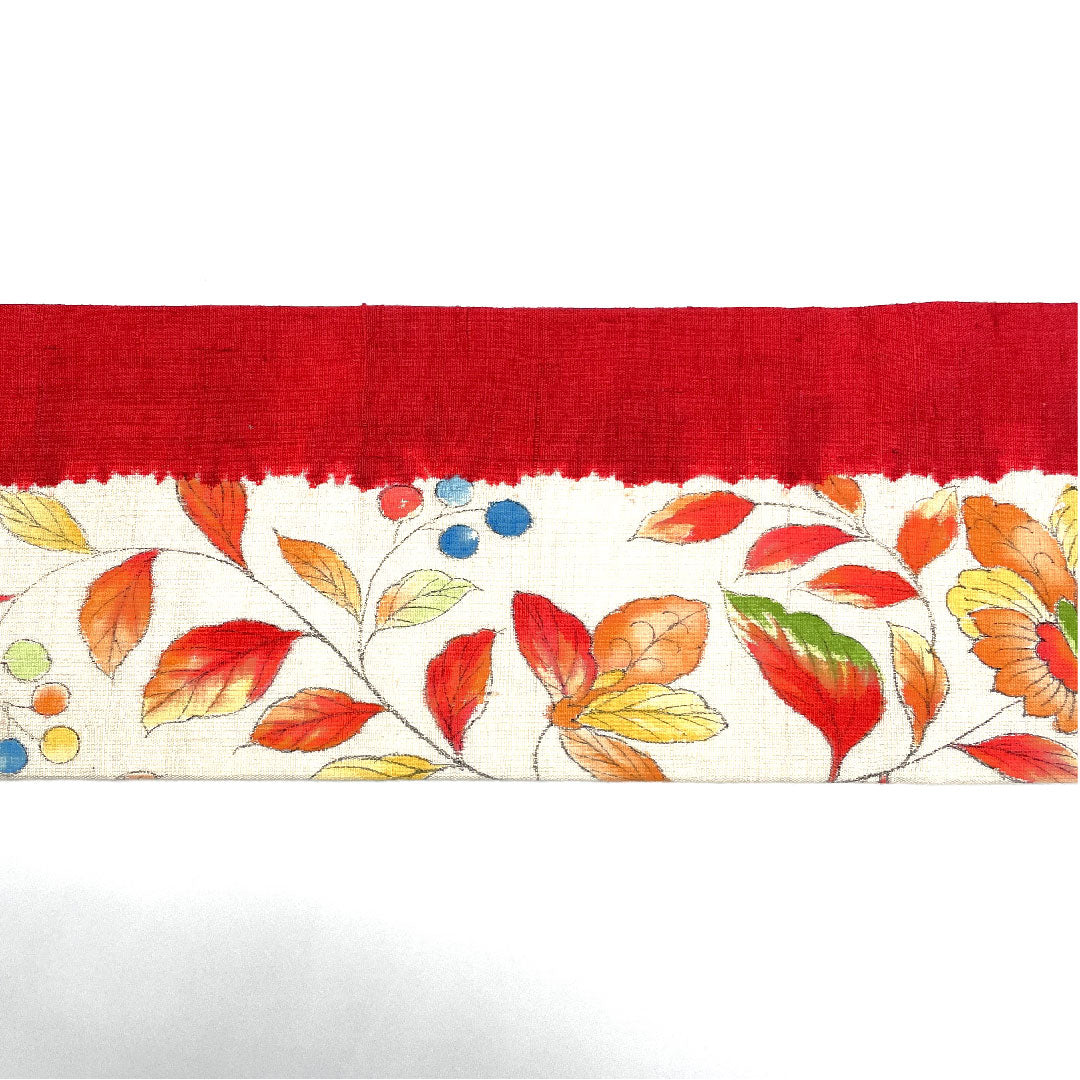 Nagoya obi, dyed obi, pongee fabric, floral pattern, obi length 358cm, pure silk, S rank, point pattern, casual, white, 1124002232311, Nagoya style