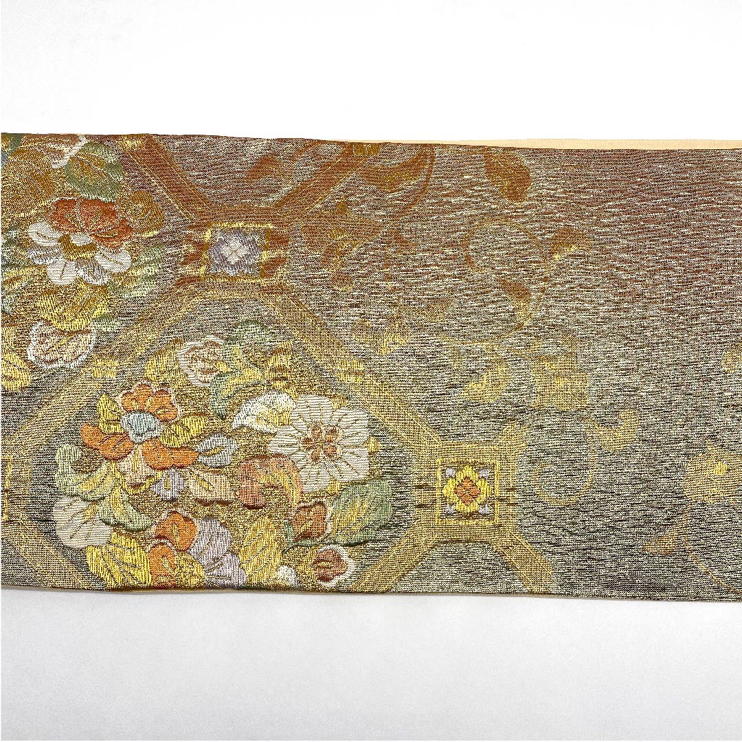 袋帯 グラデーション 花 花唐草 帯丈440cm 正絹 Aランク 六通 フォーマル グラデーション系 1123007503399