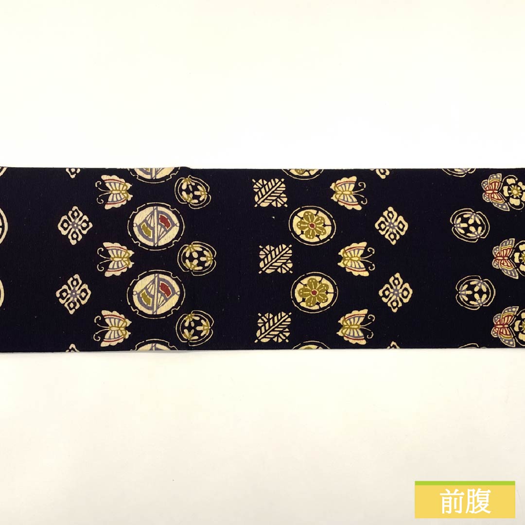 Nagoya Obi, Pure Silk, S-Rank, Crimson Ink Color, Stencil-Dyed, Classic Pattern, Fan Pattern, Length 352cm, Full Length, Casual, Brown, Product Number 1124009752314, Nagoya Style