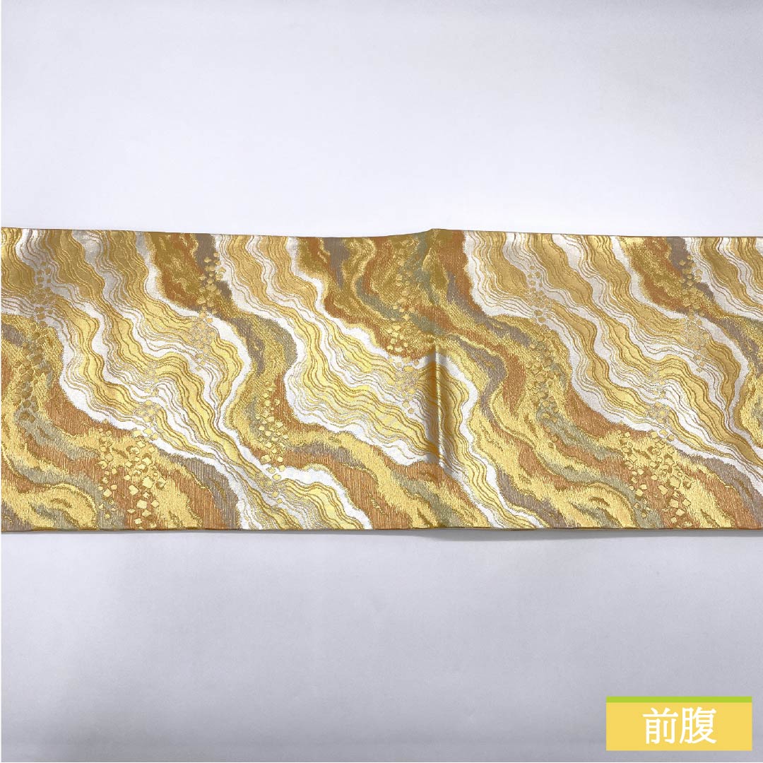 Formal silver-colored obi, pure silk, S-rank, with a ripple pattern, suitable for formal kimono (tomesode), length 436cm, six-fold hem, product number 1123015972322