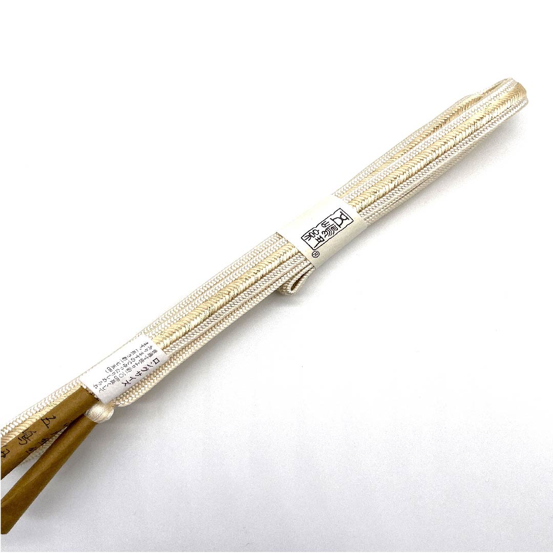 (新古品) 帯締め 正絹 四分紐 砥粉色(とのこいろ) 五嶋紐 江戸組紐 長尺 長さ約175cm 幅約1.5cm セミフォーマル Sランク クリーム系 1135000572915