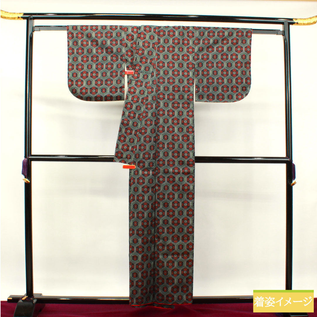 Murayama Oshima Tsumugi Silk Length 157cm Sleeve length 62.5cm Tortoise shell A rank Lined Black 1116002993310