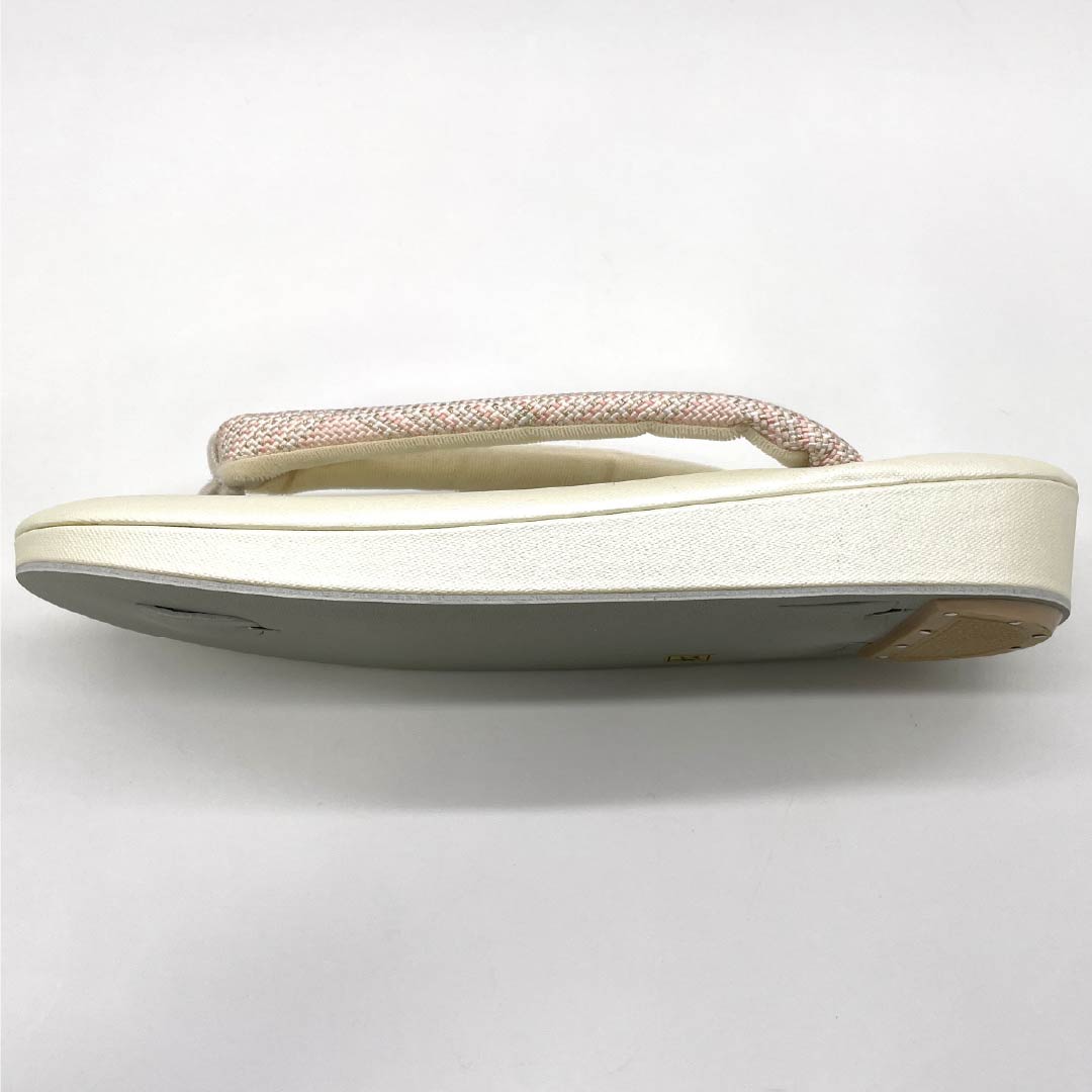 (新古品)草履 合皮 NEWランク セミフォーマル 五嶋紐 一枚芯 長さ23.5cm Mサイズ 白系 1122001431311