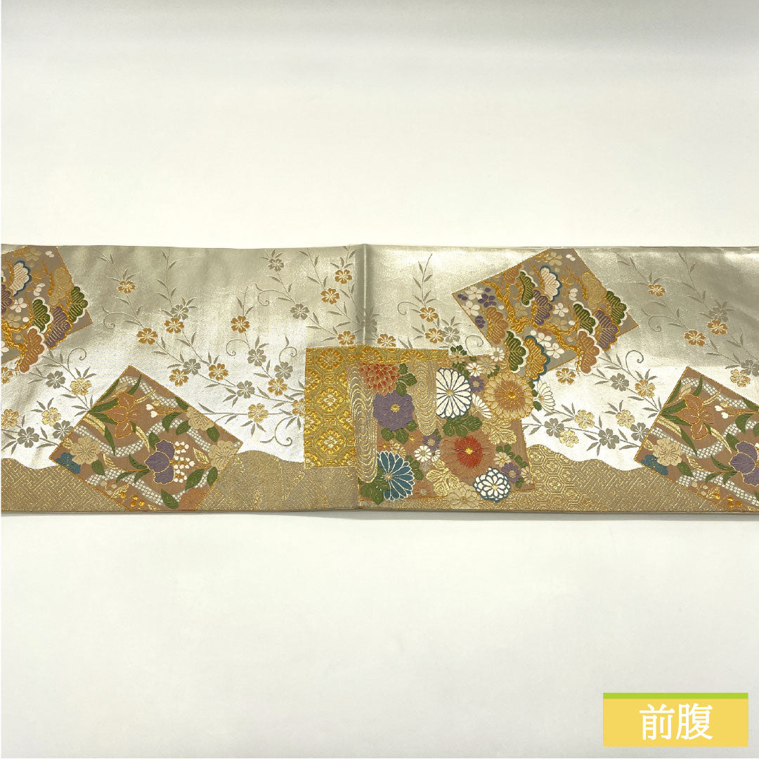 袋帯 正絹 Sランク 西陣織 引箔 全通箔 吉祥文様 留袖用 帯丈428cm 六通 フォーマル 銀系 1123016272322