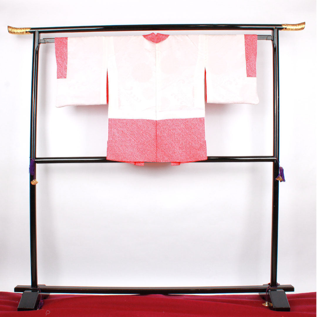 羽織 身丈79cm 裄丈63cm 土耳古赤色 絞り 抽象模様 正絹 Aランク 袷 赤系 1117000303912