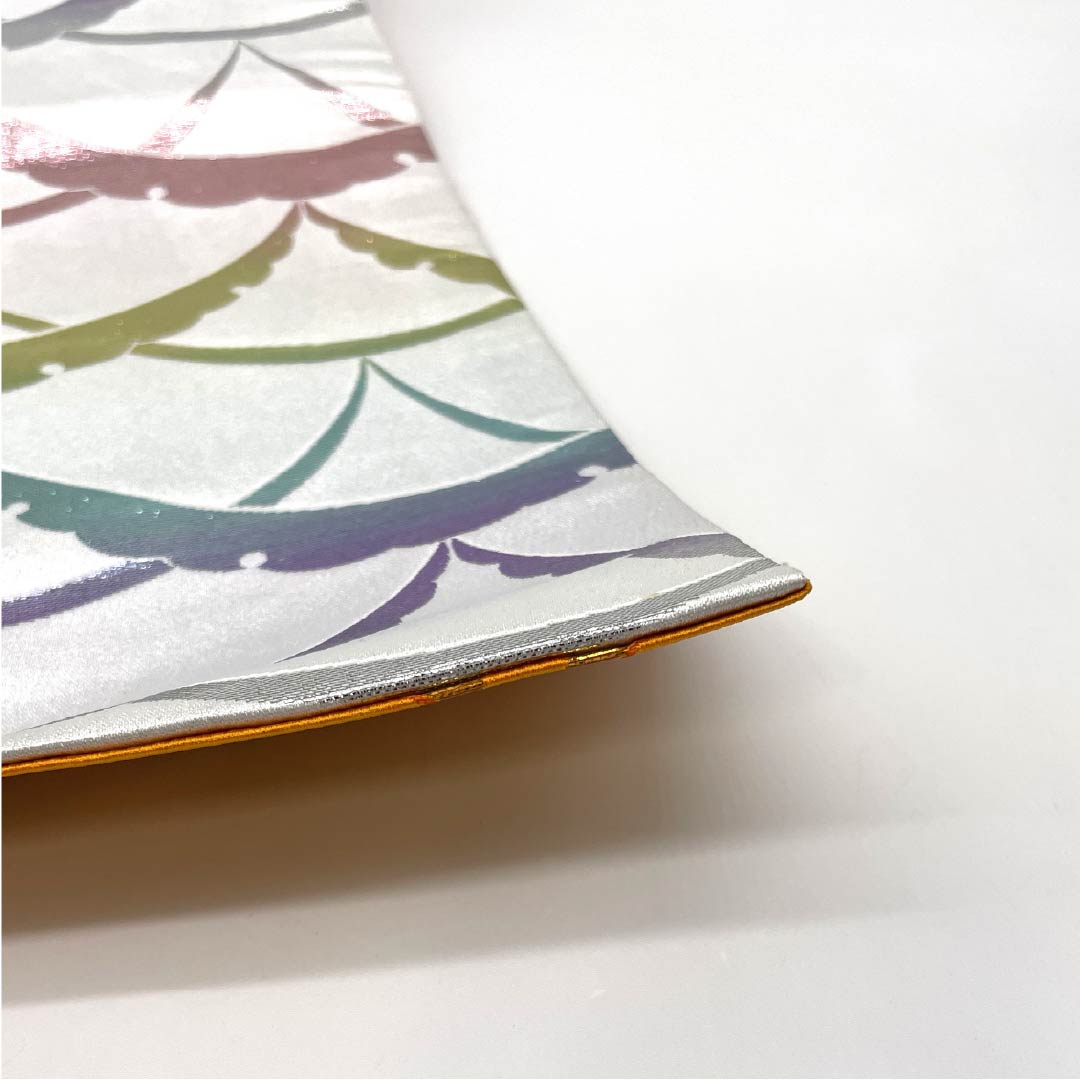 Half-width obi, polyester, Kumoinezuiro (cloud-gray) with snow rings, reversible, length 354cm, silver, S rank, 1125002192322