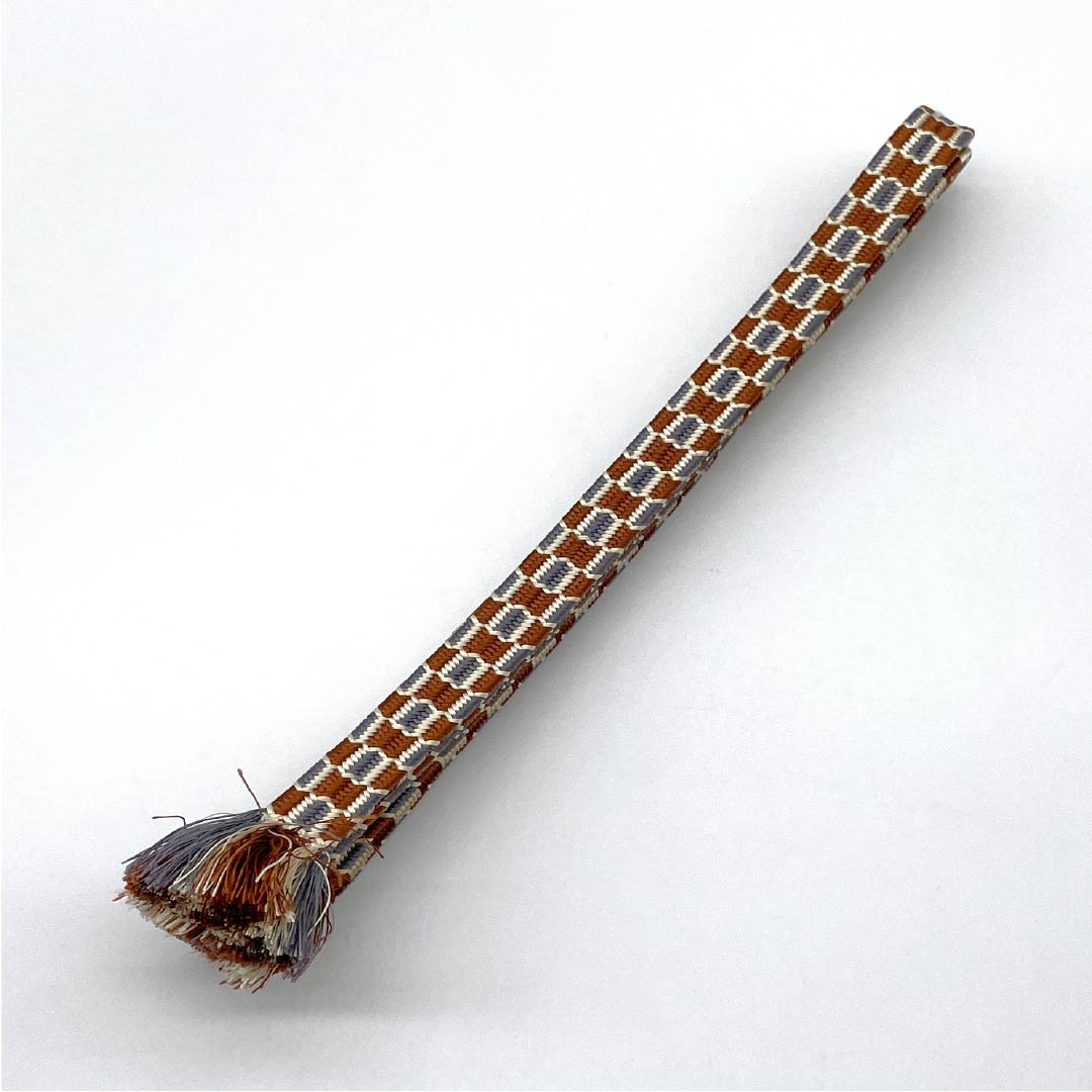 S-Rank Silk Obi-jime (Sash Band) in Birch Color with a Classic Checkered Pattern, Approximately 152cm Long and 1.3cm Wide, Casual Style, Brown, Product Number: 1135004742314
