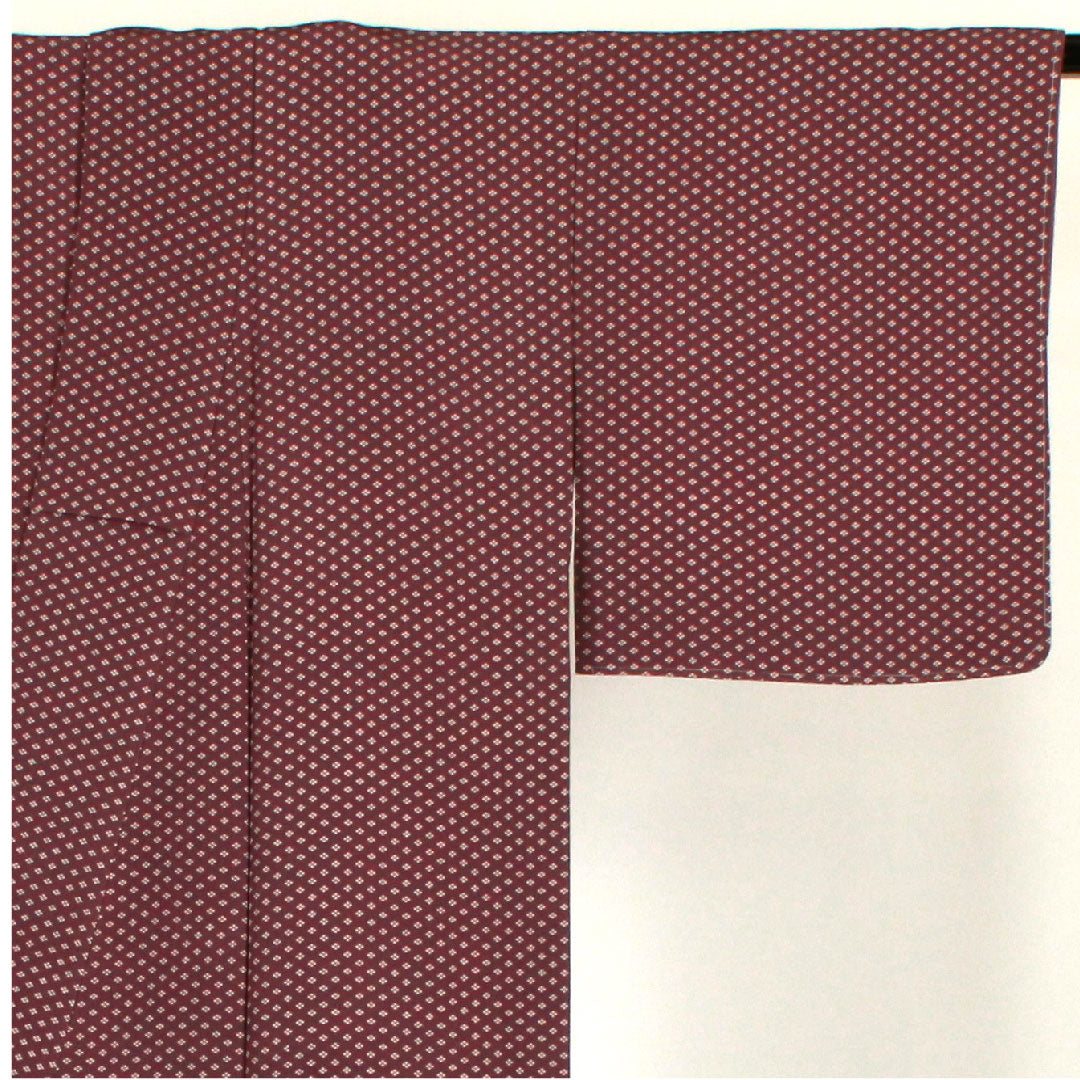 Komon, Length 155cm, Sleeve length 64cm, Awase, Four diamonds, Pure silk, S rank, Purple, 1115001522320