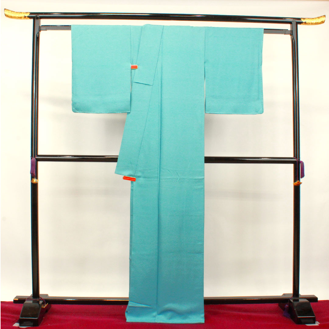 色無地 正絹 浅縹色 しつけ糸付き 未使用品 中陰片喰 身丈165.5cm 裄丈65cm 袷 Sランク 水色系 1114001012524