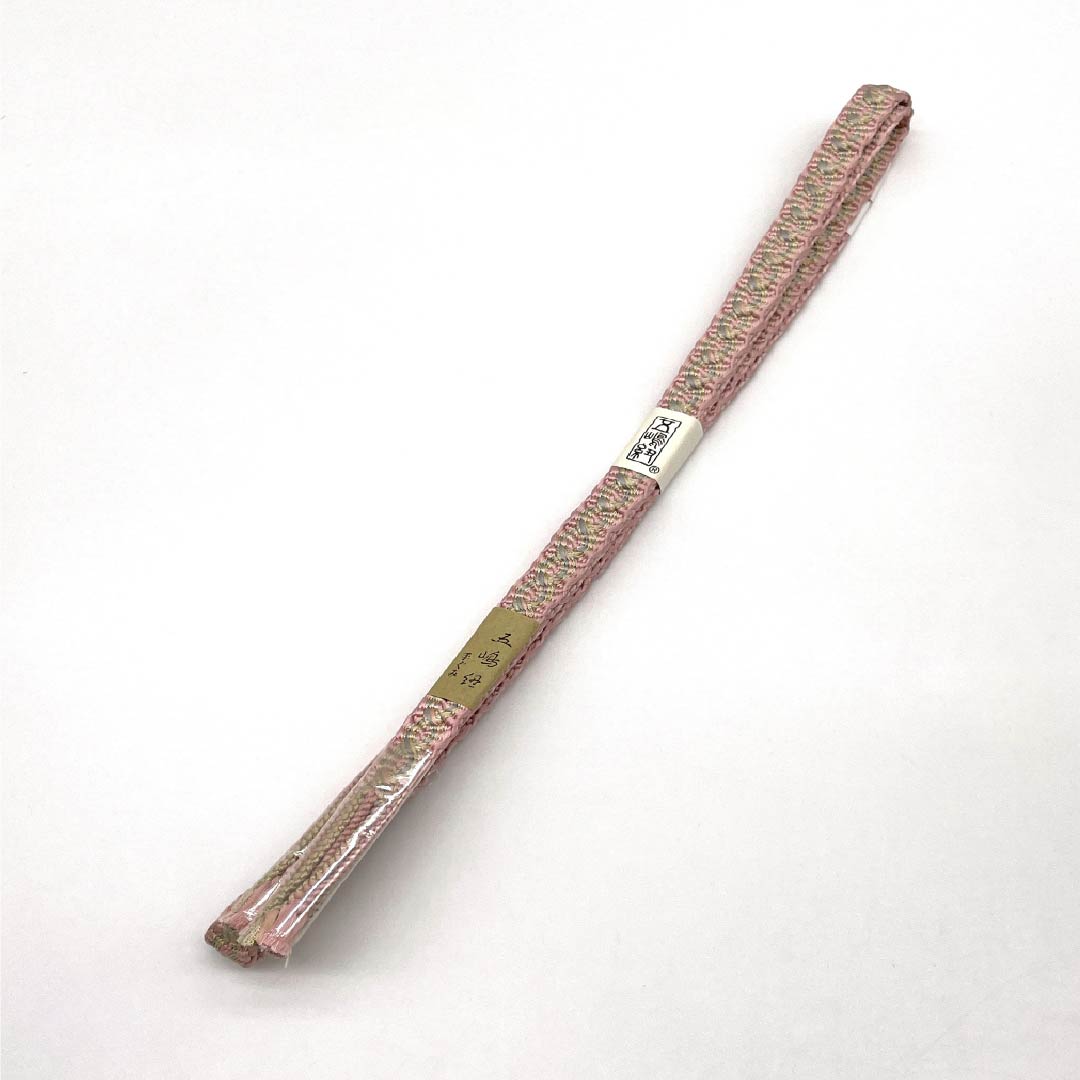 (新古品) 帯締め 正絹 NEWランク 五嶋紐 曙色(あけぼのいろ) 手ぐみ 古典柄 長さ約165cm 幅約1.6cm セミフォーマル ピンク系 1135004871313