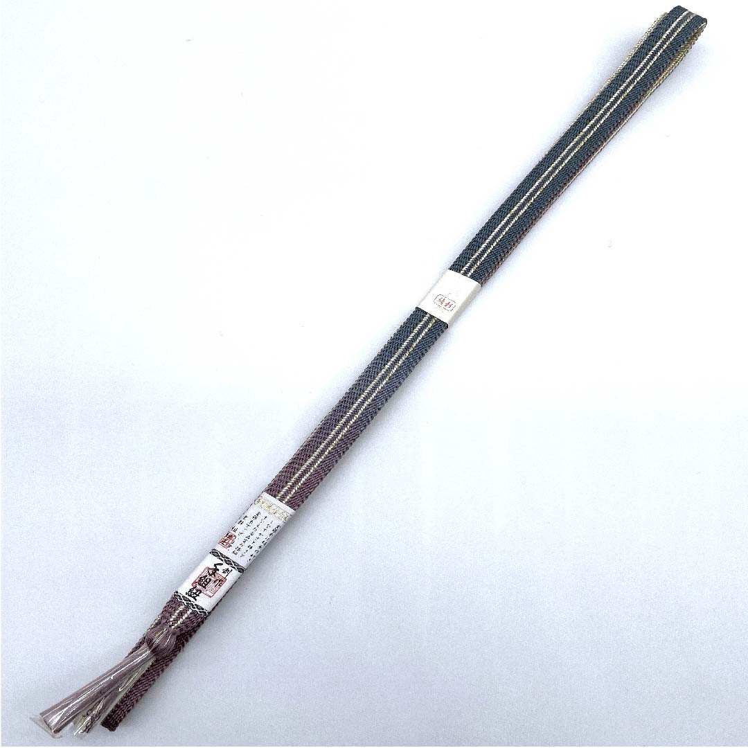 (新古品) 帯締め 正絹 四分紐 錆納戸色(さびなんどいろ) 手組紐 金銀糸 新古品 長さ約164cm 幅約1.5cm セミフォーマル Sランク グラデーション系 1135000092999