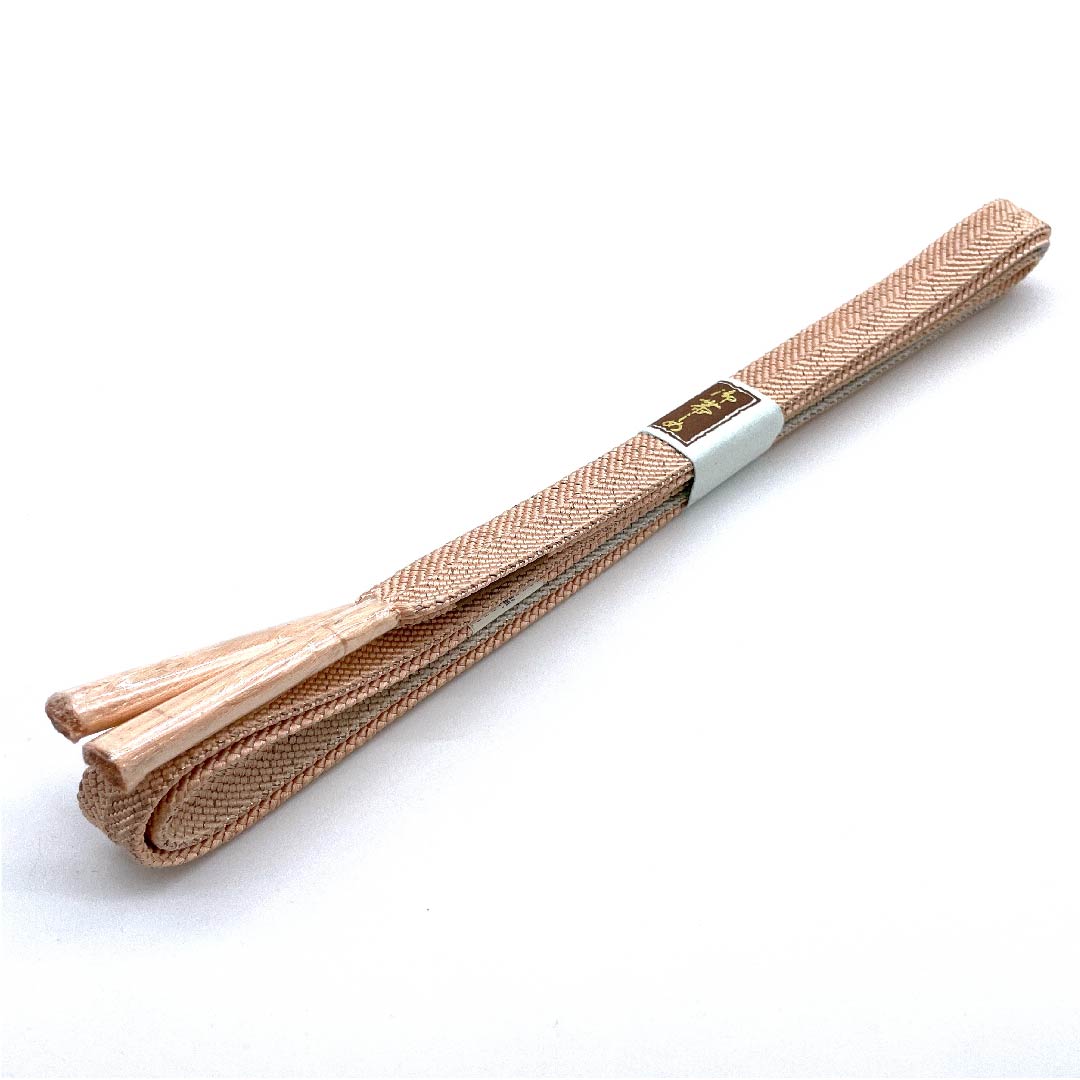 (新古品) 帯締め 正絹 四分紐 鮭色(さけいろ) 藍白色(あいじろいろ) 金属糸使用 新古品 長さ約156cm 幅約1.5cm セミフォーマル Sランク グラデーション系 1135002222399