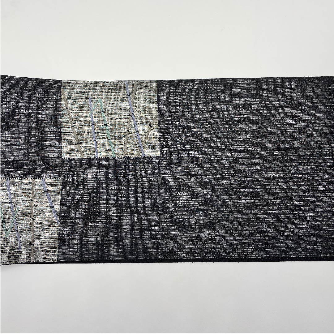 Fukuro Obi, Summer Obi, Black, Bamboo, Dragonfly, Summer, Obi Length 440cm, Pure Silk, A Rank, Pointed Pattern, Casual, Black, 1123007723310