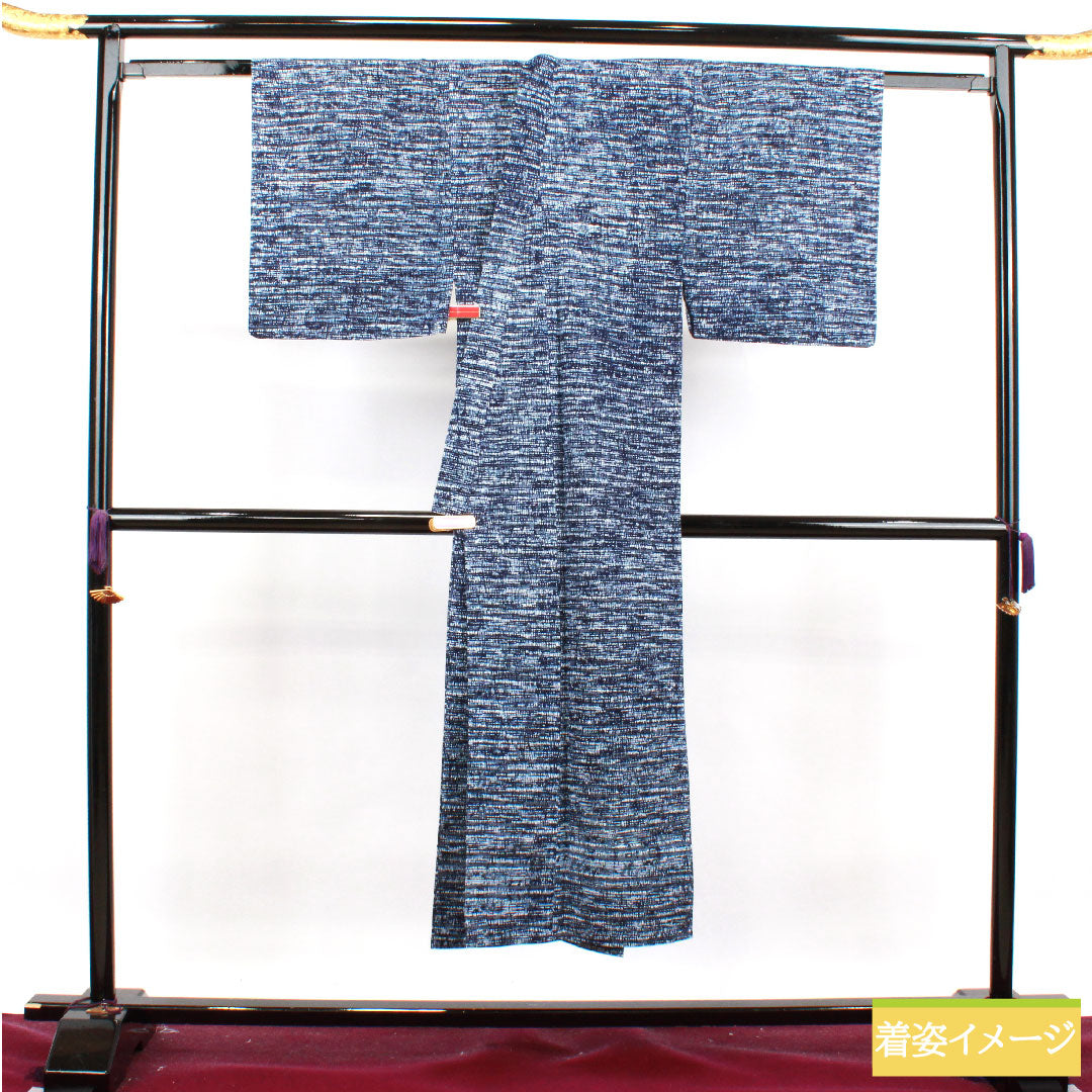 浴衣 木綿 身丈143.5cm 裄丈63.5cm Sランク 単衣 紺系 濃紺色(のうこんいろ) 男物 幾何学模様 1118004882418