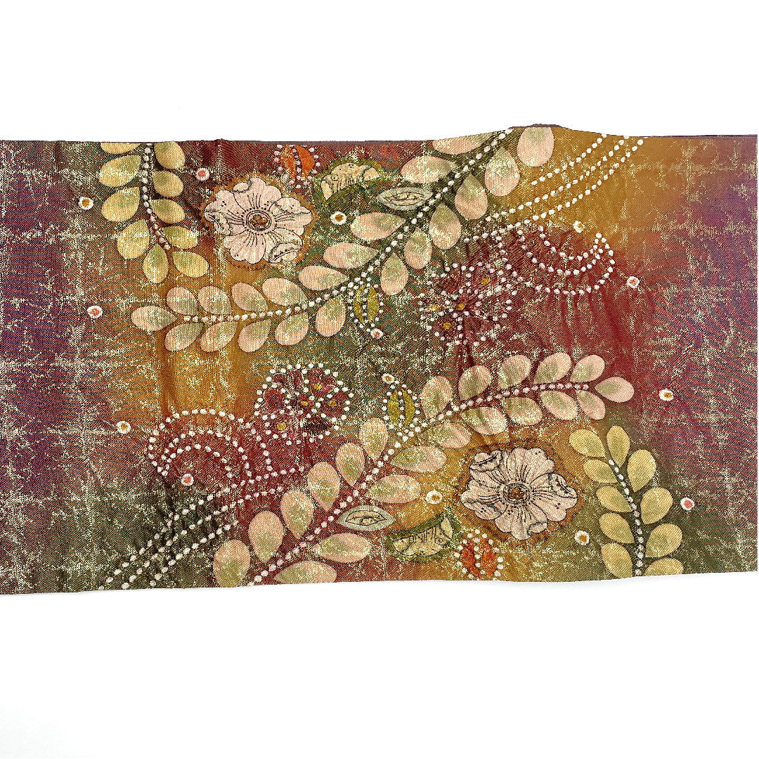 Fukuro Obi Tsujigahana Artist's work Fukure weave Obi length 424cm Pure silk S rank Point pattern Formal Purple 1123004602320