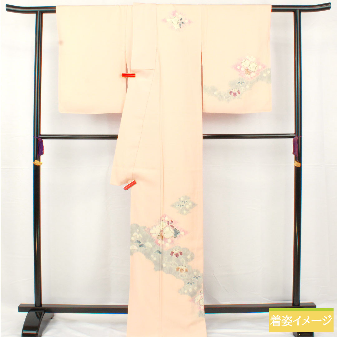 訪問着 正絹 袷 身丈158cm 裄丈67cm 乙女色(おとめいろ) 京友禅 辻ヶ花 Sランク ピンク系 1112005192313