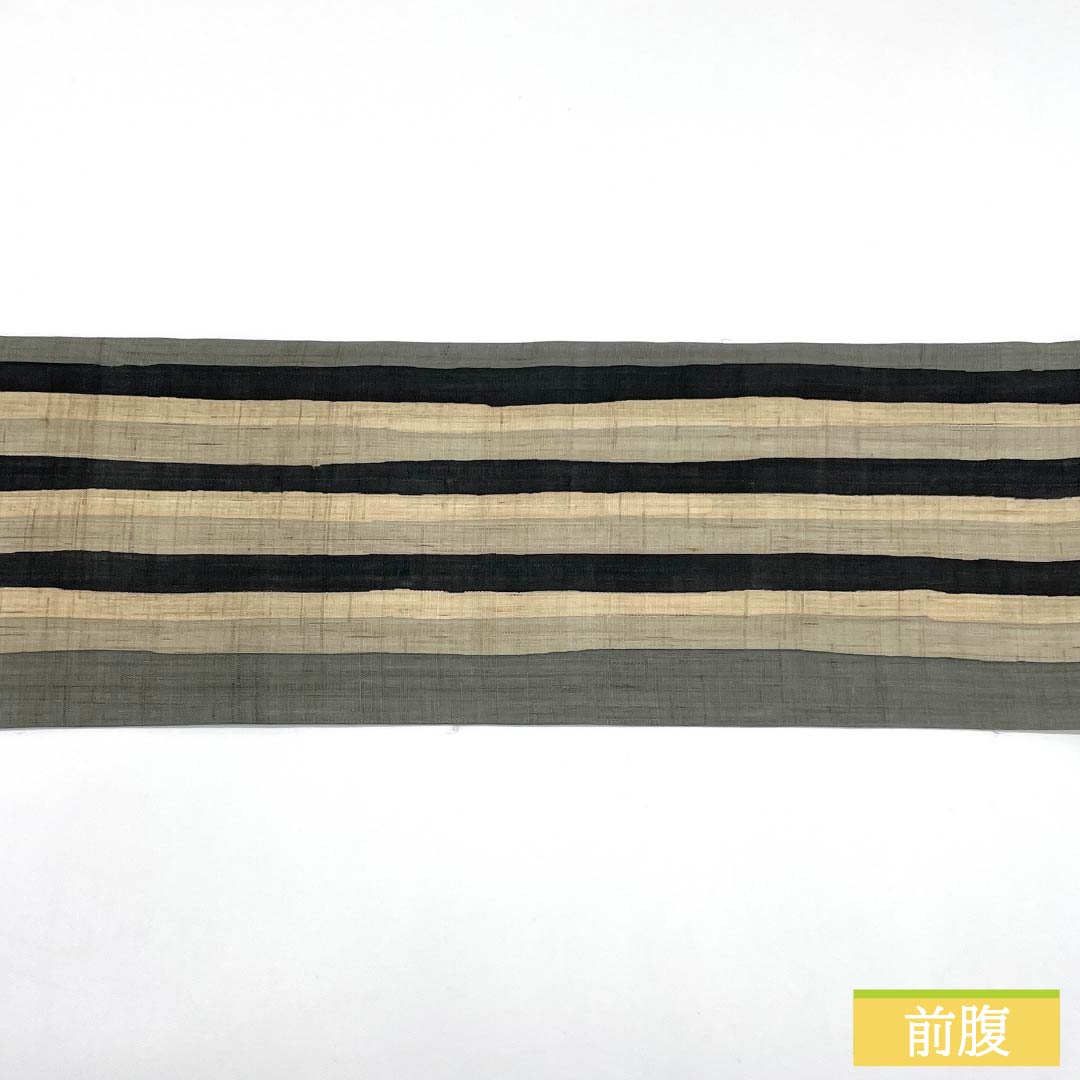 Nagoya Obi, S-Rank, Hemp, Agarwood Brown (Tonochairo), Dyed, Striped, 368cm Long, Full Length, Casual, Gray, Item Number: 1124009442322, Nagoya Style