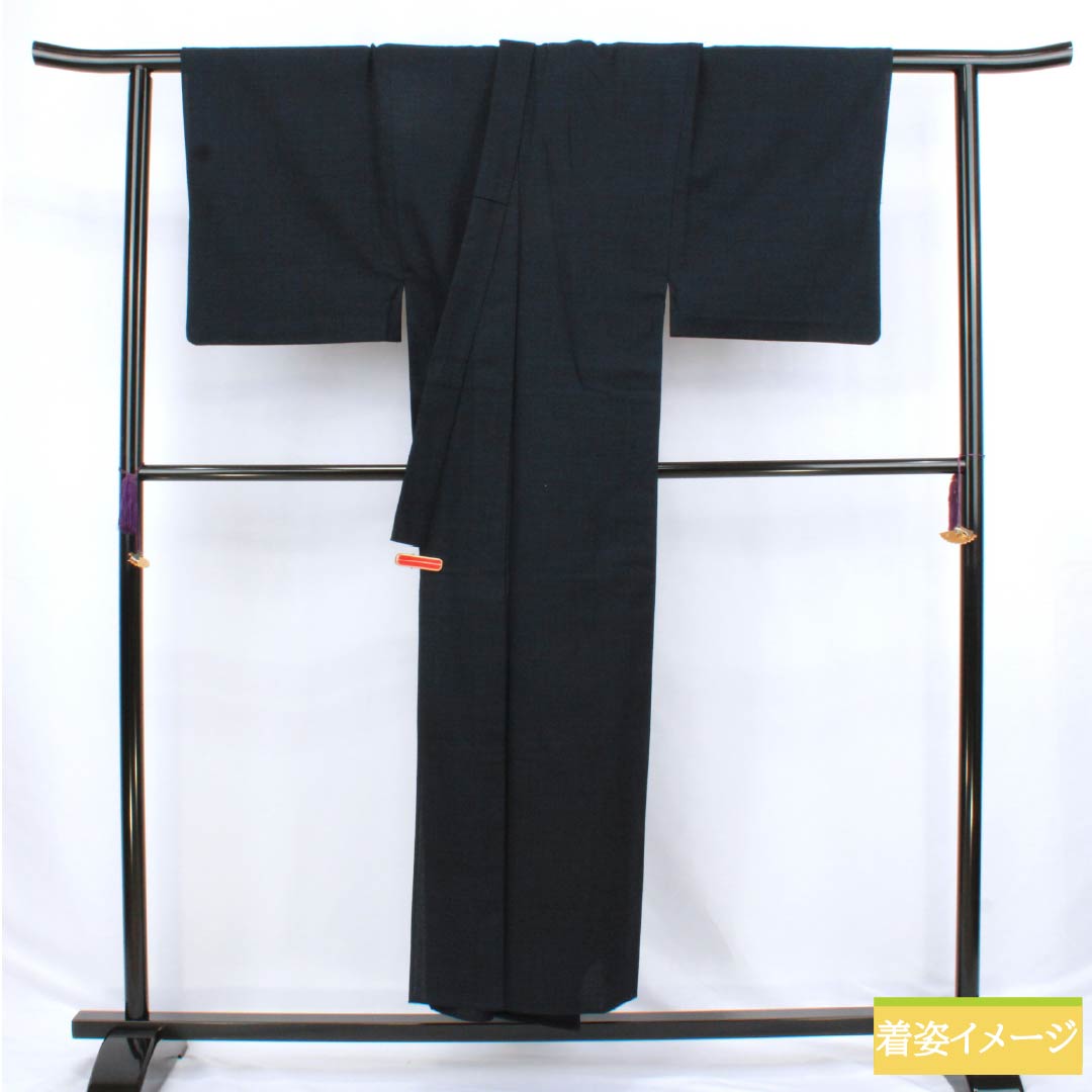 男物 ウール Aランク 身丈149.5cm 裄丈65.5cm アンサンブル 単衣 紺系 1119000923418