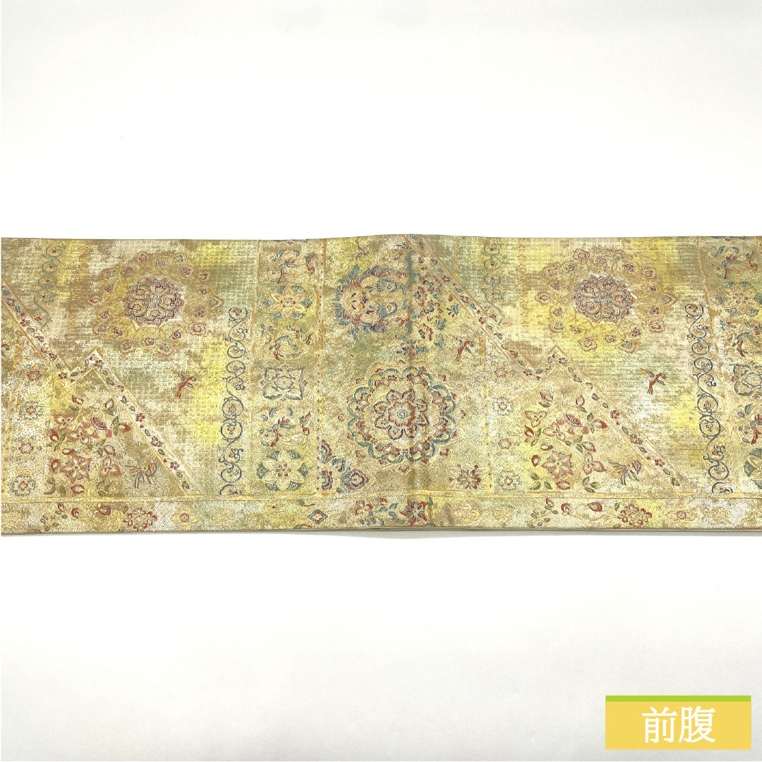 Fukuro Obi (sash), pure silk, A-rank, Nishijin-ori, with gold leaf detailing and a Shosoin pattern. Length: 426cm, six-fold, formal, gradient finish. Product number: 1123016043399
