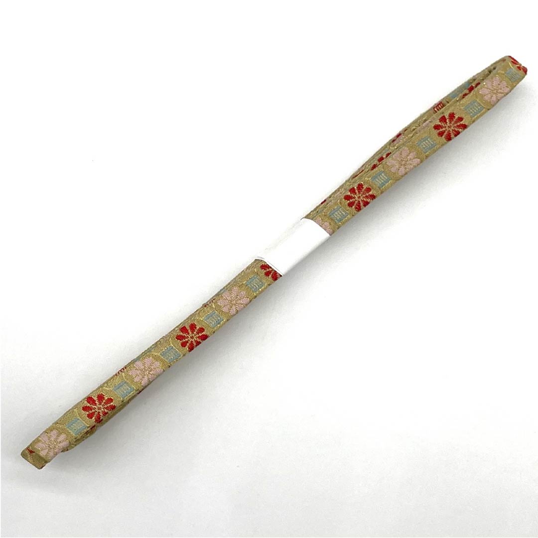 S-Rank Silk Obi-jime (Sash Band) - Gold with Floral Pattern, Approximately 154cm Long and 1.1cm Wide, Semi-Formal, Gold-Tone, Product Number: 1135003922321