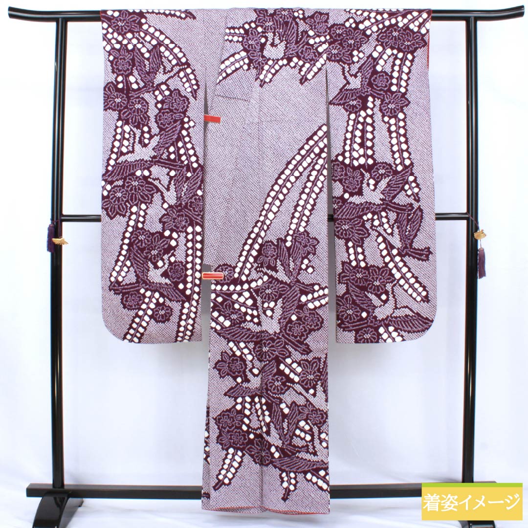 振袖 正絹 Sランク 身丈158.5cm 裄丈62cm 袷 似紫色(にせむらさきいろ) 総絞り 総花 紫系 1113002782320