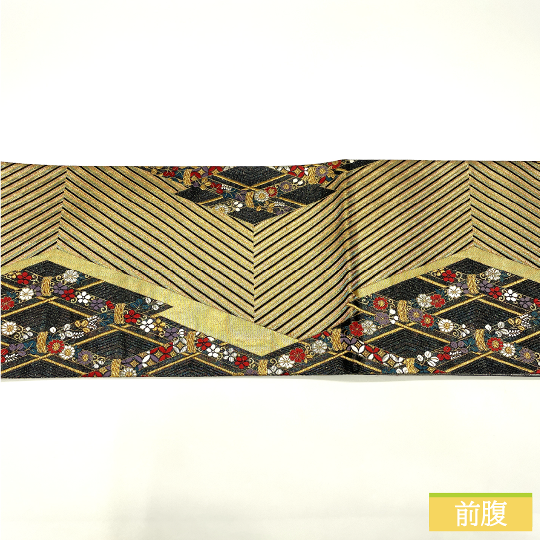 Fukuro obi, pure silk, A rank, abstract pattern, Nishijin-ori, obi length 424cm, rokkaku, formal, gradient, 1123017323399