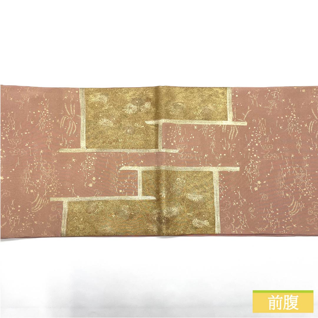 Fukuro Obi, pure silk, Tokiasagi color, for Tomesode, Suwato embroidery, flower cart, obi length 468cm, S rank, point pattern, formal, pink, 1123013952413