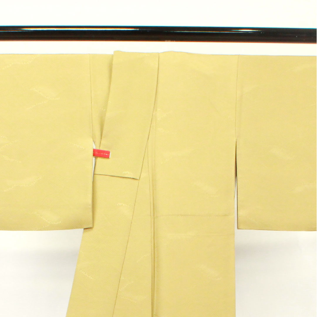 Plain color, withered color, wave, bellflower, length 159.5cm, sleeve length 62cm, lined, pure silk, S rank, yellow, 1114000582323