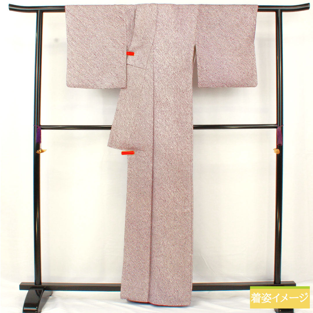 Small pattern, pure silk, length 163cm, sleeve length 63.5cm, lined, grape purple, all-dyed, Hikita-dyed, A-rank, purple, 1115004663420
