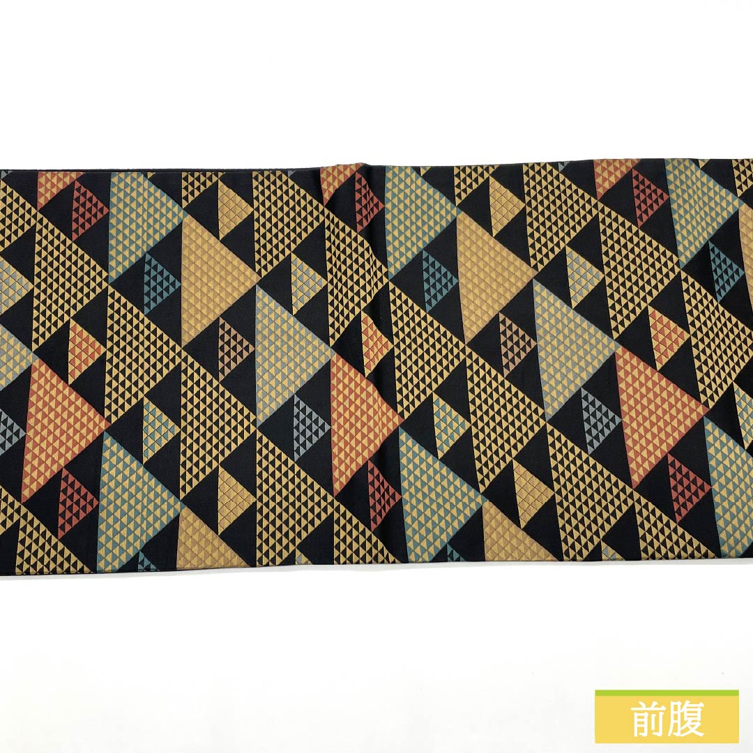 (Kyoto Fukuro Obi) Nagoya Obi, Polyester, S-Rank, Kyoto Fukuro Obi, Scale Pattern, Length 378cm, Full Length, Casual, Black, 1124010912310, Open-Leg Style